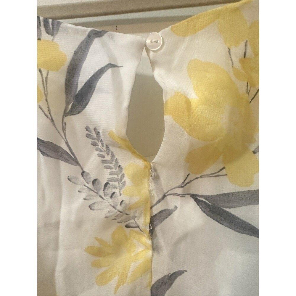 Lane Bryant Size 18 100% Yellow Gray Garden Floral Belted Flounce Ruffle Dress - Picture 10 of 12